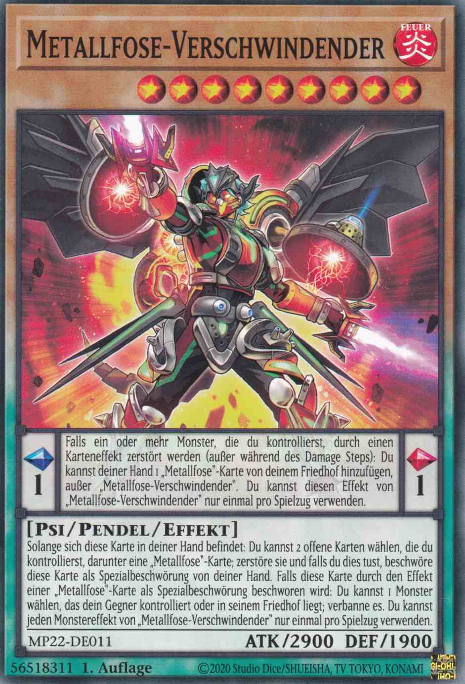 Metallfose-Verschwindender MP22-DE011 ist in Common Yu-Gi-Oh Karte aus Tin of the Pharaoh’s Gods 1.Auflage