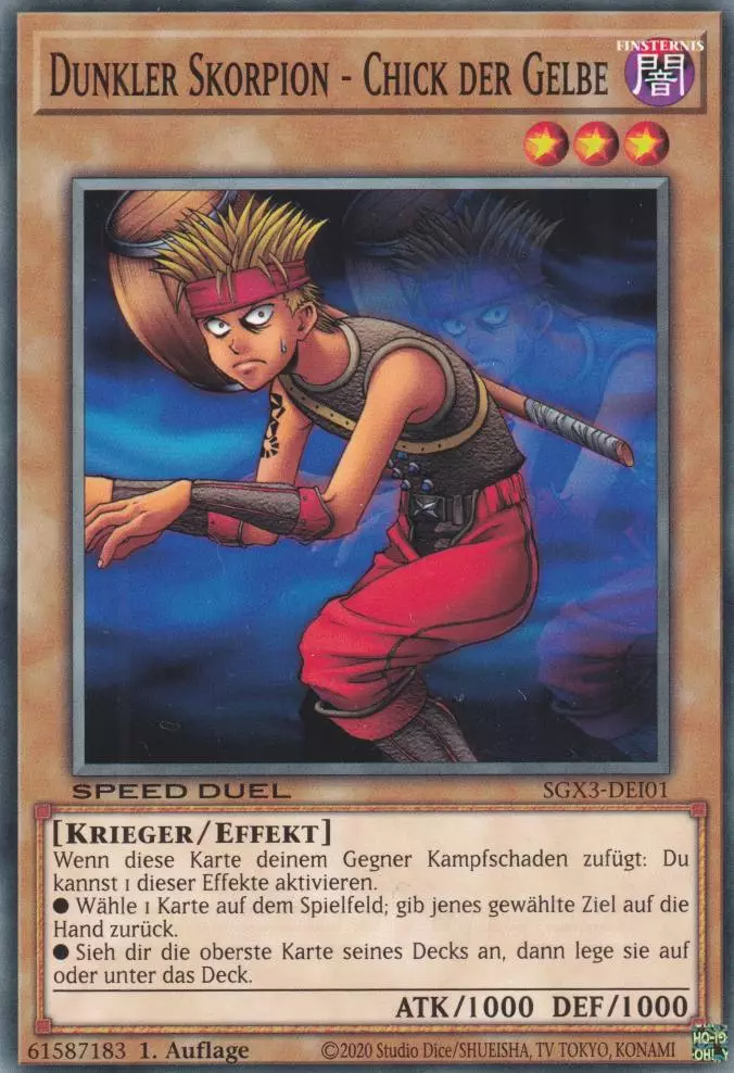 Dunkler Skorpion - Chick der Gelbe SGX3-DEI01 ist in Common Yu-Gi-Oh Karte aus Speed Duel GX: Duelists of Shadows 1.Auflage