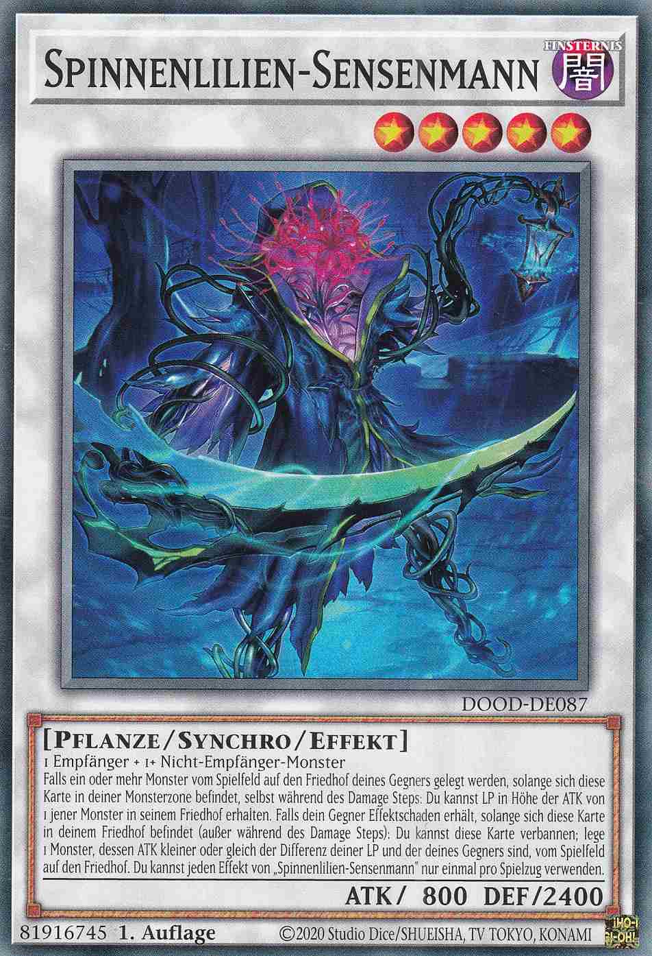 Spinnenlilien-Sensenmann DOOD-DE087 ist in Common Yu-Gi-Oh Karte aus Doom of Dimensions 1.Auflage