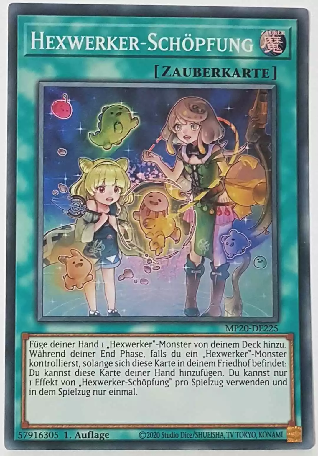 mp20-de225-hexwerker-schoepfung-super-rare Hexwerker-Schöpfung MP20-DE225 ist in Super Rare Yu-Gi-Oh Karte aus 2020 Tin of Lost Memories 1.Auflage
