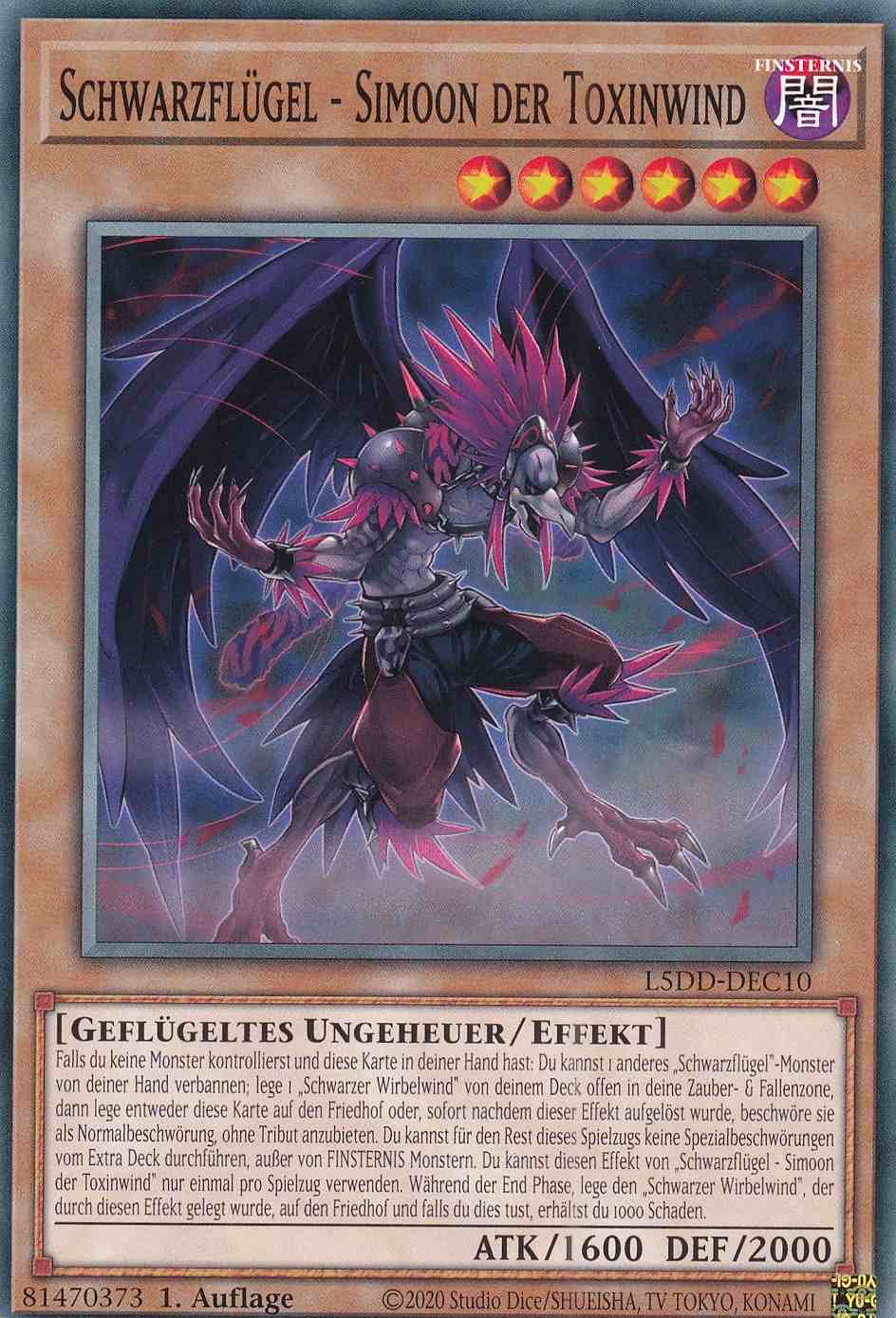 Schwarzflügel - Simoon der Toxinwind L5DD-DEC10 ist in Common Yu-Gi-Oh Karte aus Legendary 5D’s Decks 1.Auflage