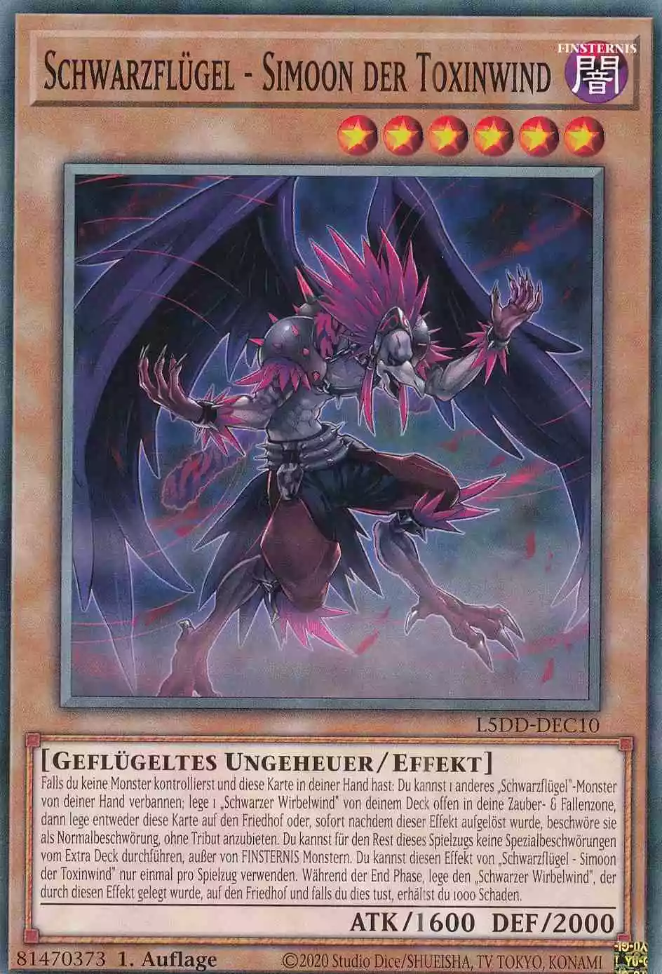 Schwarzflügel - Simoon der Toxinwind L5DD-DEC10 ist in Common Yu-Gi-Oh Karte aus Legendary 5D’s Decks 1.Auflage