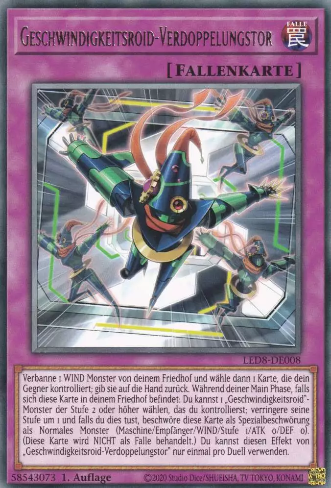 Geschwindigkeitsroid-Verdoppelungstor LED8-DE008 ist in Rare Yu-Gi-Oh Karte aus Legendary Duelists Synchro Storm 1.Auflage