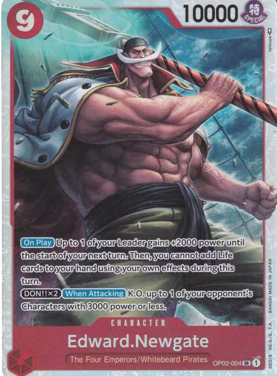 op02-004-edward-newgate-super-rare-paramount-war-op-02 Edward.Newgate OP02-004 ist in Super Rare. Die One Piece Karte ist aus Paramount War OP-02 in Normal Art.
