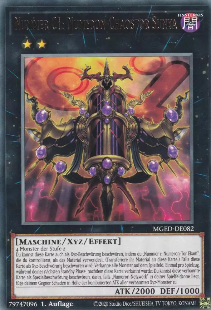 Nummer C1: Numeron-Chaostor Sunya MGED-DE082 ist in Rare Yu-Gi-Oh Karte aus Maximum Gold El Dorado 1.Auflage