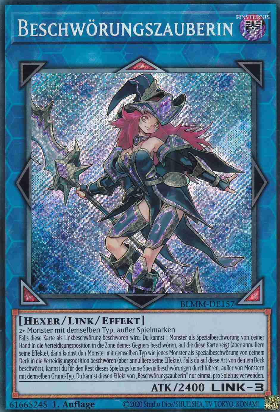 Beschwörungszauberin BLMM-DE157 ist in Secret Rare Yu-Gi-Oh Karte aus Battles of Legend Monster Mayhem 1.Auflage