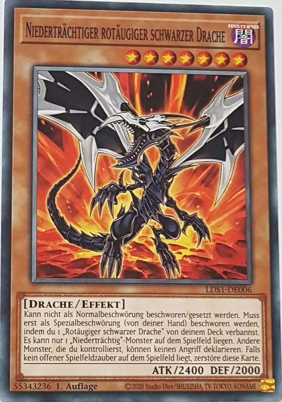 Niederträchtiger rotäugiger schwarzer Drache LDS1-DE006 ist in Common Yu-Gi-Oh Karte aus Legendary Duelists: Season 1 1.Auflage