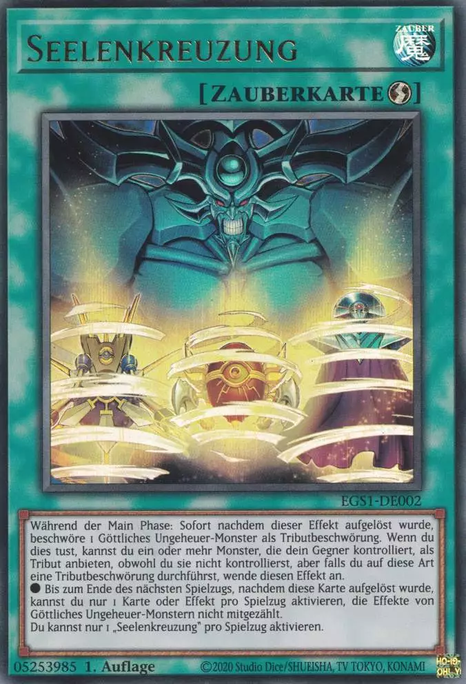 Seelenkreuzung EGS1-DE002 ist in Ultra Rare Yu-Gi-Oh Karte aus God Deck Slifer 1.Auflage