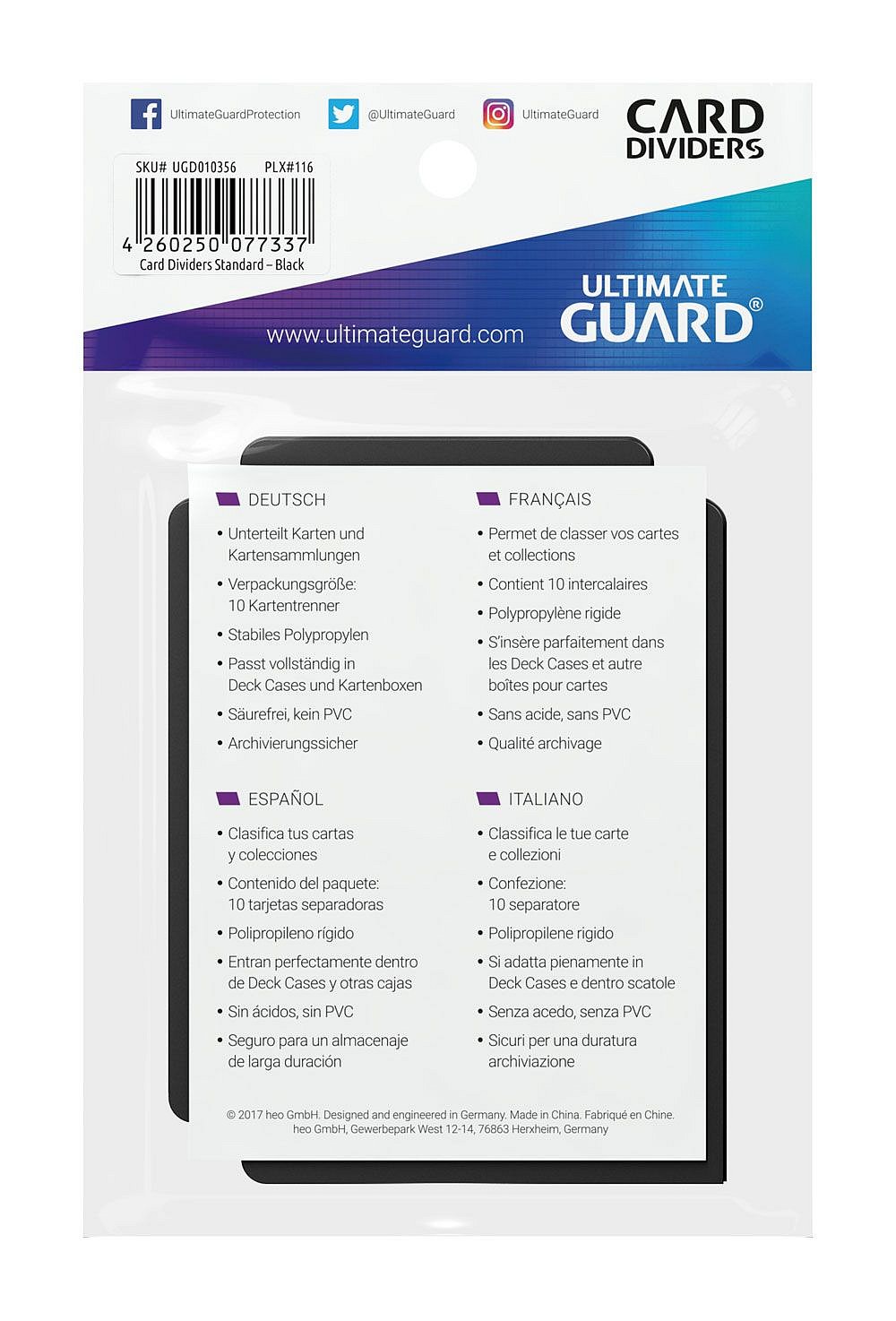 Ultimate Guard Kartentrenner Standardgröße Schwarz 10 Stück