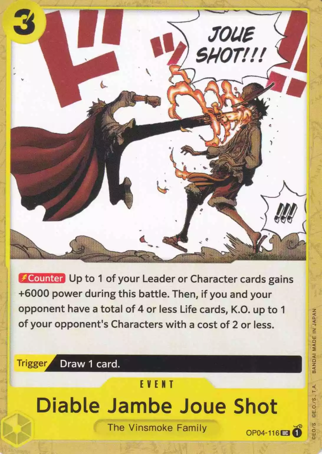 op04-116-diable-jambe-joue-shot-uncommon-kingdoms-of-intrigue Diable Jambe Joue Shot OP04-116 ist in Uncommon. Die One Piece Karte ist aus Kingdoms Of Intrigue in Normal Art.