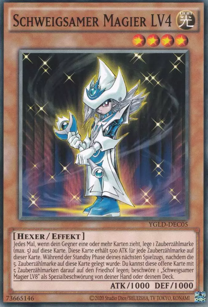 Schweigsamer Magier LV4 YGLD-DEC05 ist in Common Yu-Gi-Oh Karte aus Yugis Legendary Decks - King of Games unlimitiert