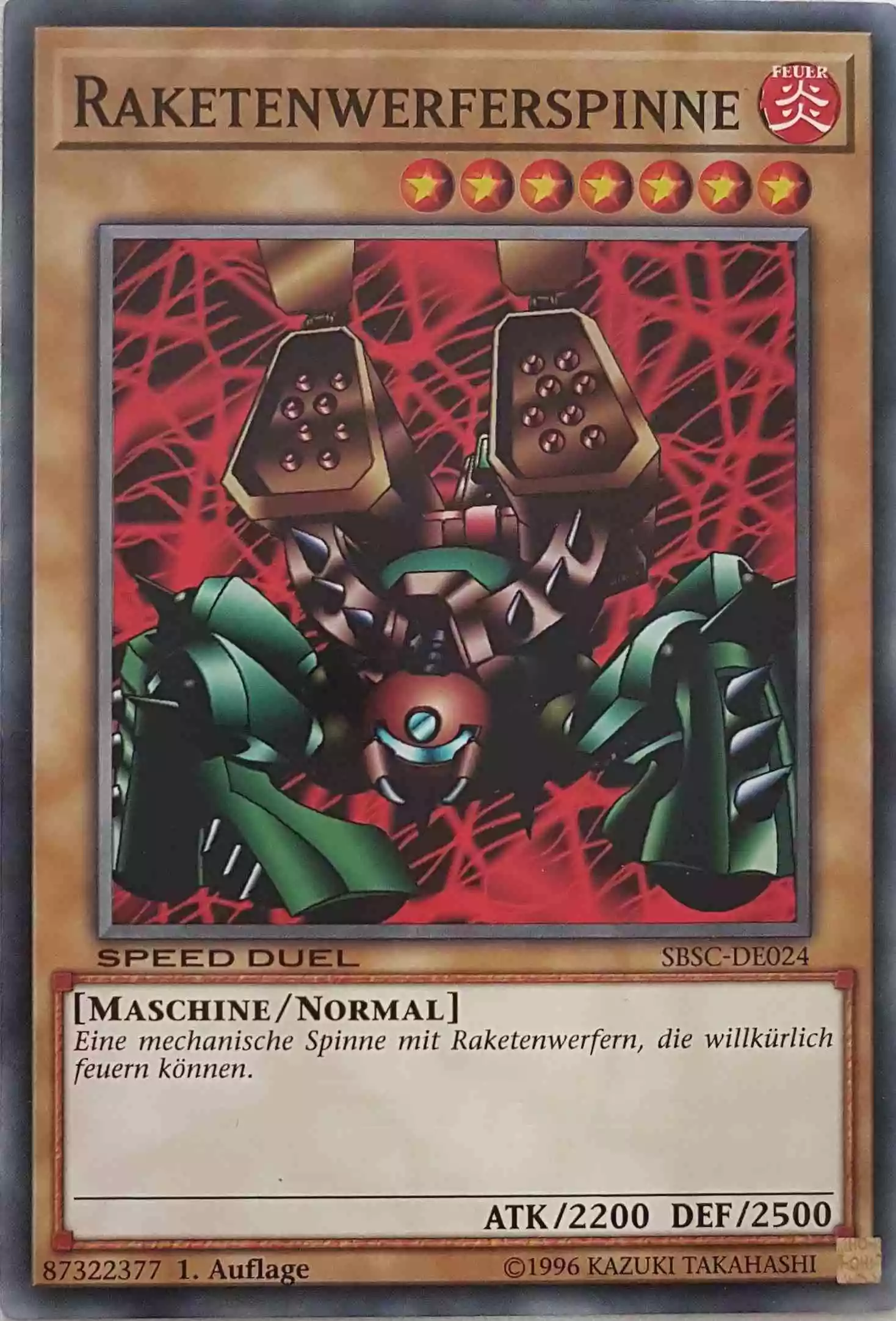 Raketenwerferspinne SBSC-DE024 ist in Common Yu-Gi-Oh Karte aus Speed Duel Scars of Battle 1. Auflage