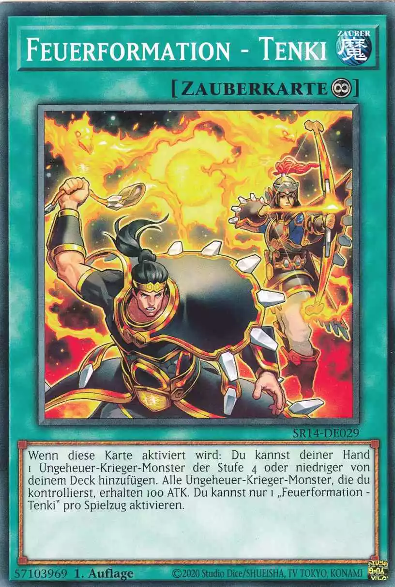 Feuerformation - Tenki SR14-DE029 ist in Common Yu-Gi-Oh Karte aus Fire Kings 1.Auflage