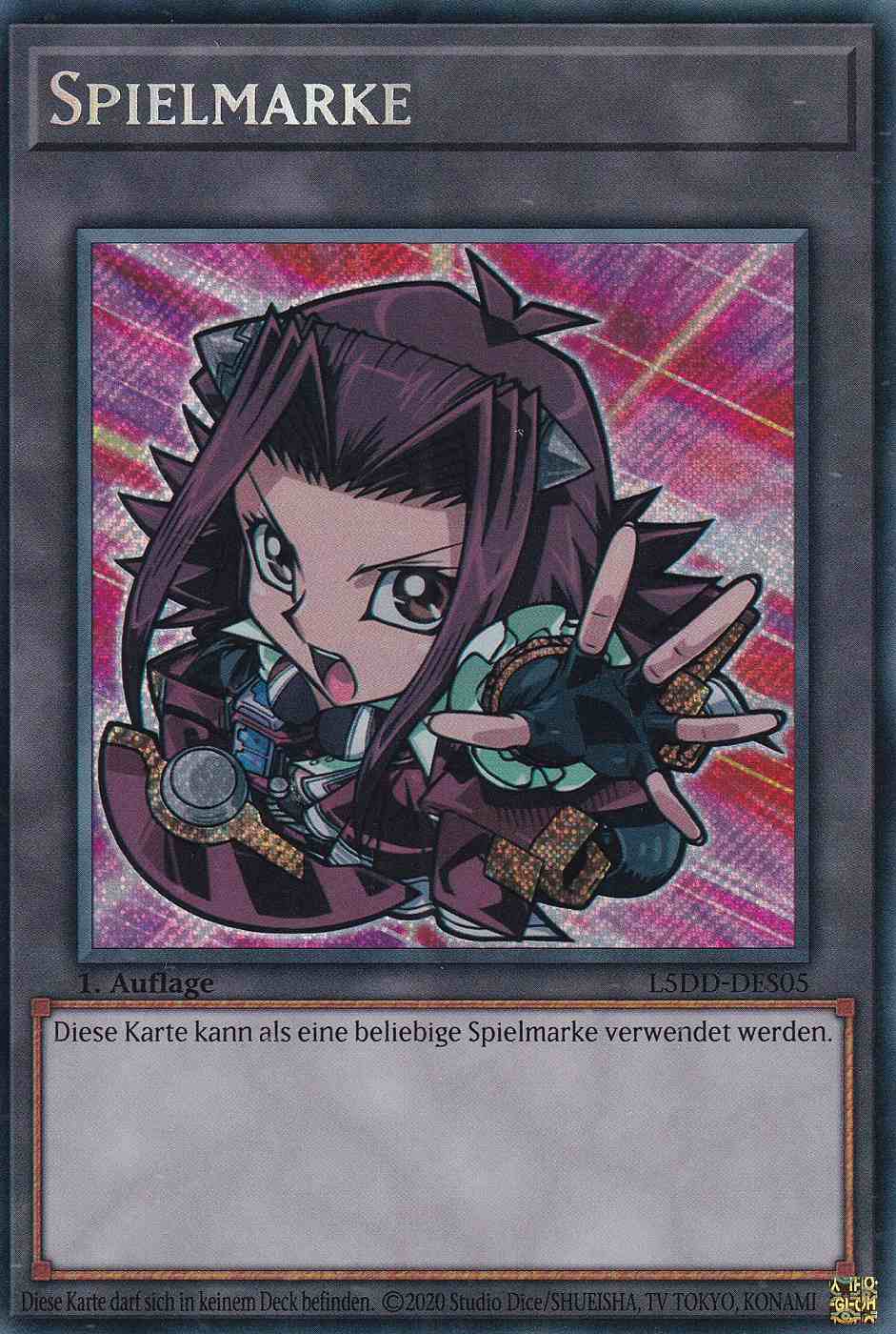 Spielmarke (Akiza) L5DD-DES05 ist in Secret Rare Yu-Gi-Oh Karte aus Legendary 5D’s Decks 1.Auflage