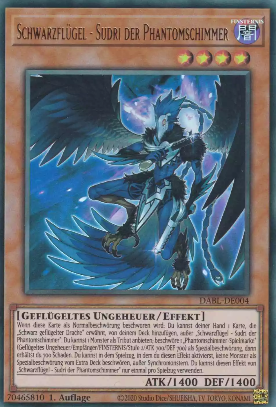 Schwarzflügel - Sudri der Phantomschimmer DABL-DE004 ist in Ultra Rare Yu-Gi-Oh Karte aus Darkwing Blast 1.Auflage
