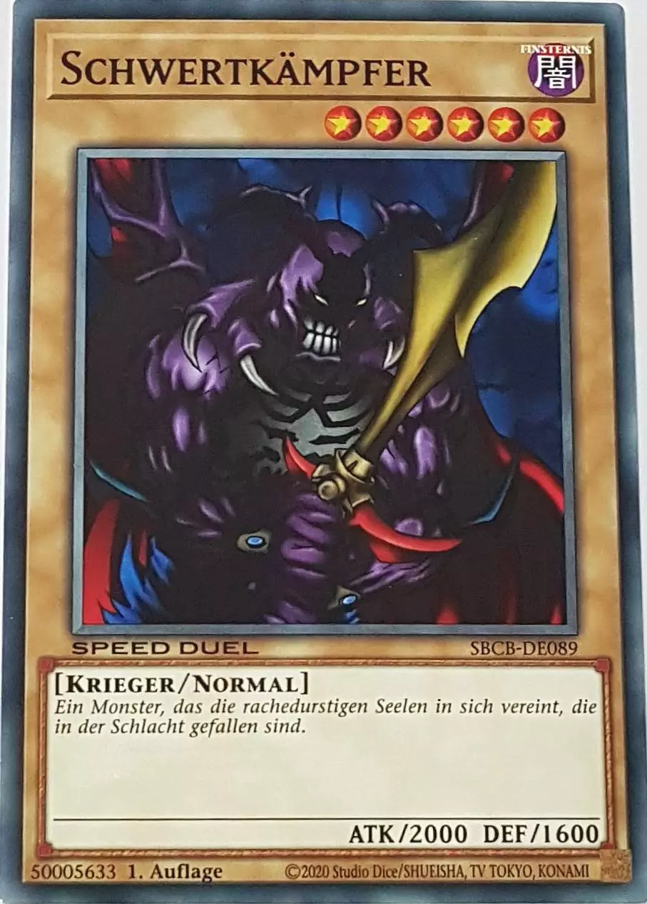 Schwertkämpfer SBCB-DE089 ist in Common Yu-Gi-Oh Karte aus Speed Duel Battle City Box 1. Auflage