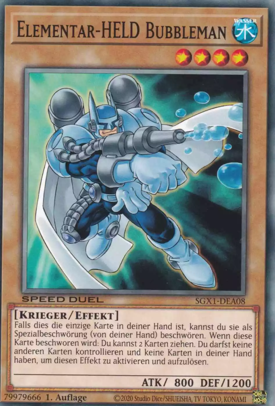 Elementar-HELD Bubbleman SGX1-DEA08 ist in Common Yu-Gi-Oh Karte aus Speed Duel GX Duel Academy Box 1.Auflage