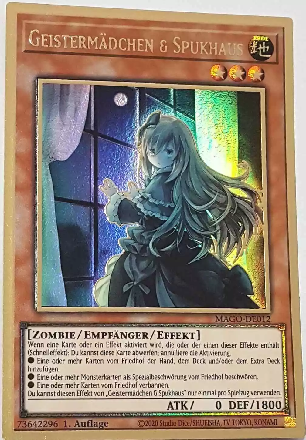 Geistermädchen & Spukhaus (alternativ art) MAGO-DE012-1 ist in Premium Gold Rare Yu-Gi-Oh Karte aus Maximum Gold 1. Auflage