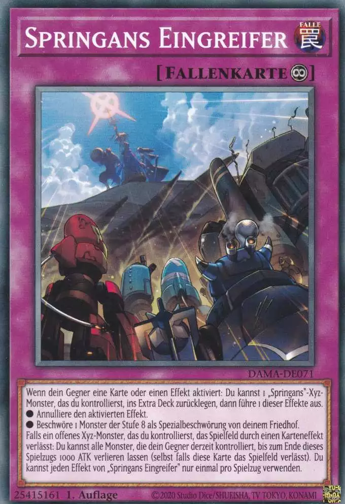 Springans Eingreifer DAMA-DE071 ist in Common Yu-Gi-Oh Karte aus Dawn of Majesty 1.Auflage