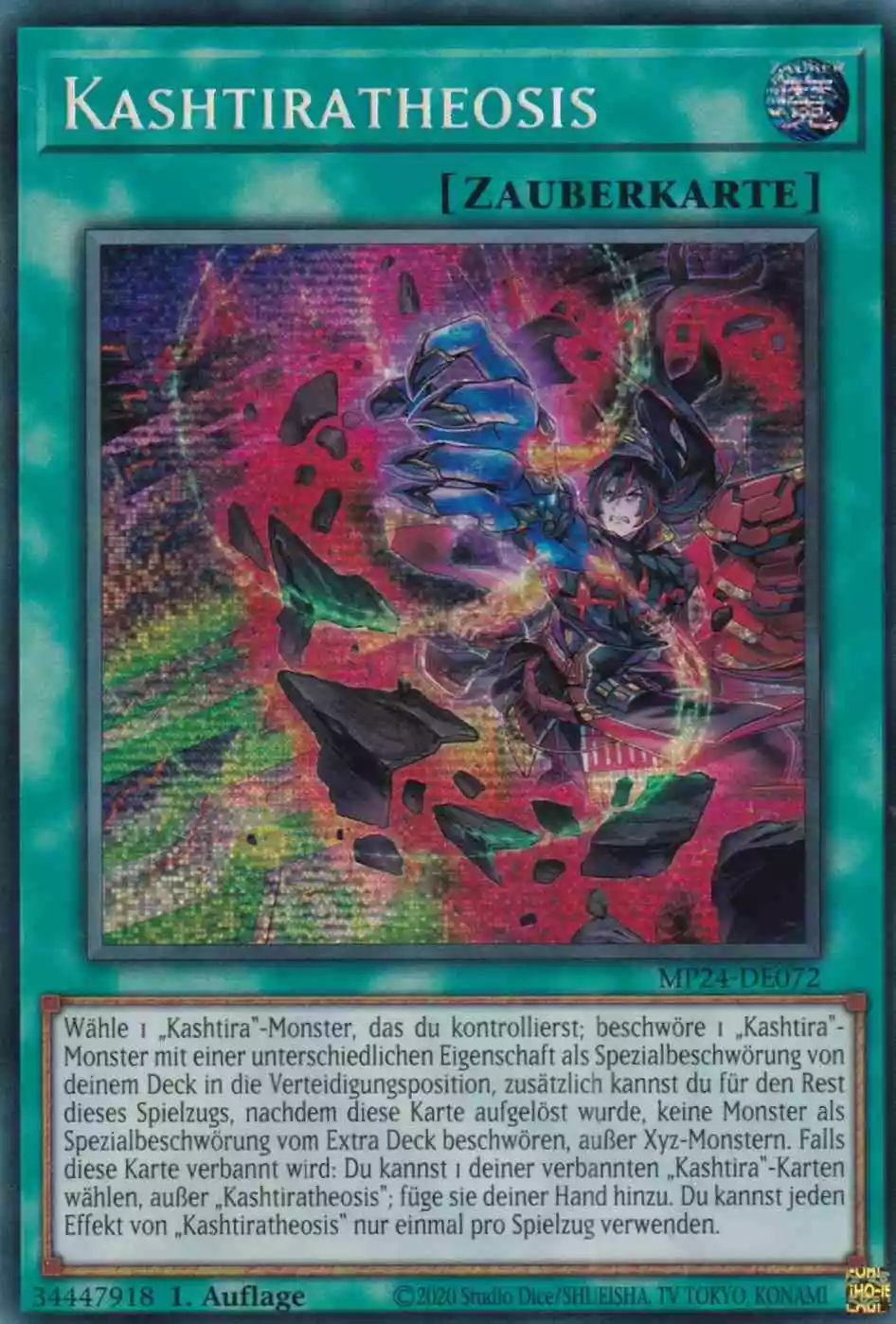 Kashtiratheosis MP24-DE072 ist in Prismatic Secret Rare Yu-Gi-Oh Karte aus 25th Anniversary Tin Dueling Mirrors 1.Auflage