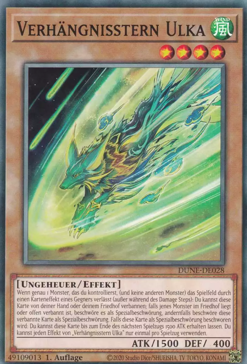 Verhängnisstern Ulka DUNE-DE028 ist in Common Yu-Gi-Oh Karte aus Duelist Nexus 1.Auflage