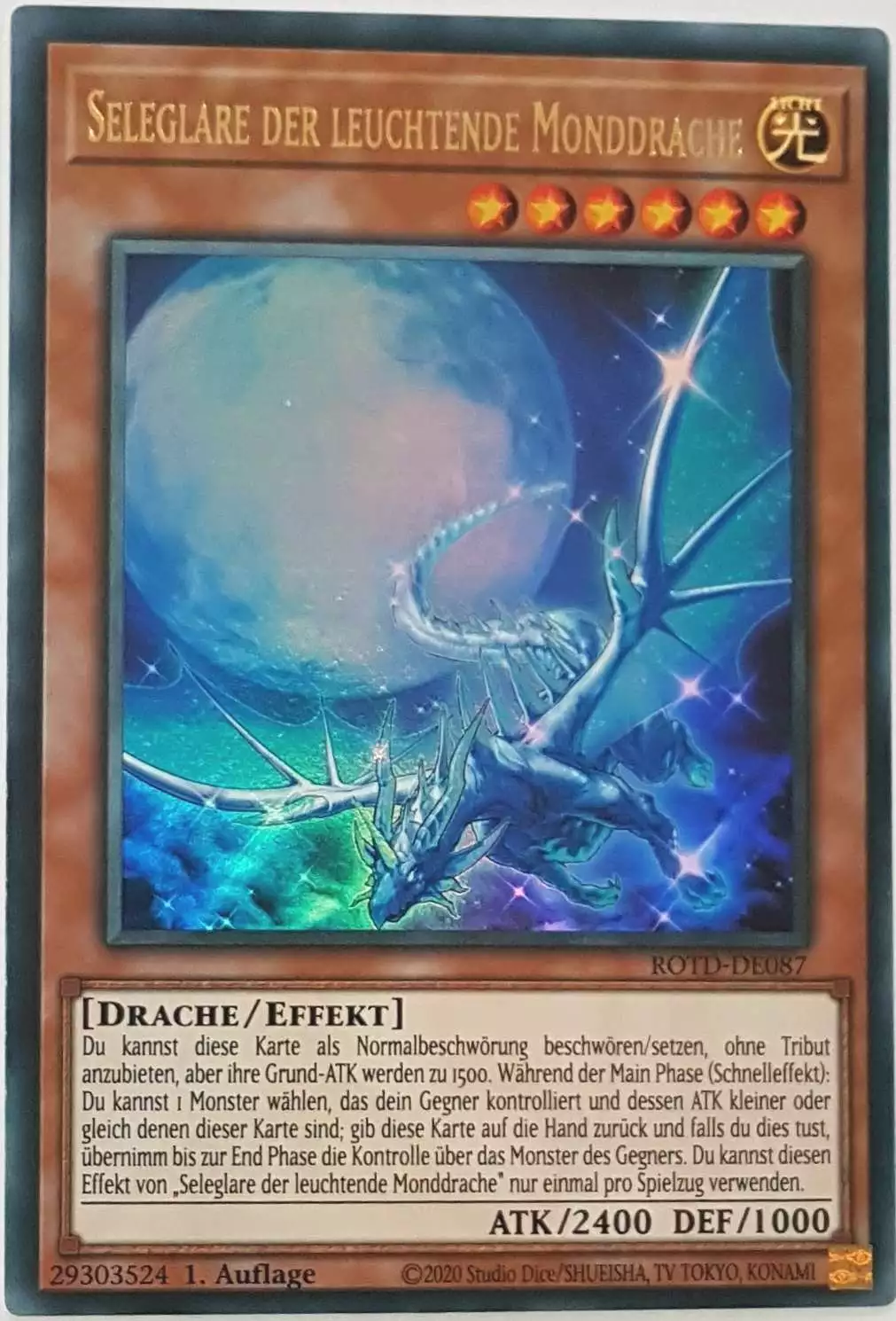 Seleglare der leuchtende Monddrache ROTD-DE087 ist in Ultra Rare Yu-Gi-Oh Karte aus Rise of the Duelist 1.Auflage