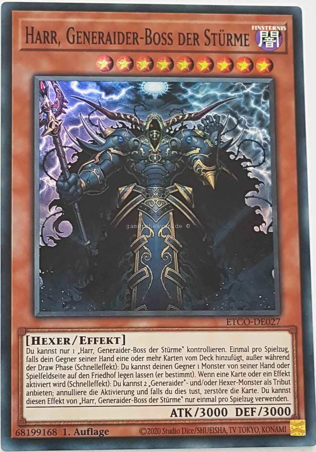 Harr, Generaider-Boss der Stürme ETCO-DE027 ist in Super Rare Yu-Gi-Oh Karte aus Eternity Code 1.Auflage