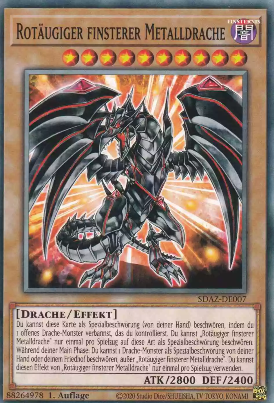 Rotäugiger finsterer Metalldrache SDAZ-DE007 ist in Common Yu-Gi-Oh Karte aus Structure Deck Albaz Strike 1.Auflage