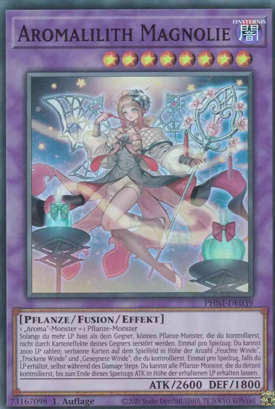 phni-de039-aromalilith-magnolie-super-rare-phantom-nightmare Aromalilith Magnolie PHNI-DE039 ist in Super Rare Yu-Gi-Oh Karte aus Phantom Nightmare 1.Auflage