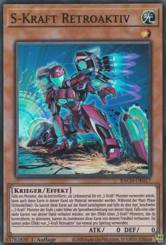 S-Kraft Retroaktiv BACH-DE017 ist in Super Rare Yu-Gi-Oh Karte aus Battle of Chaos 1.Auflage