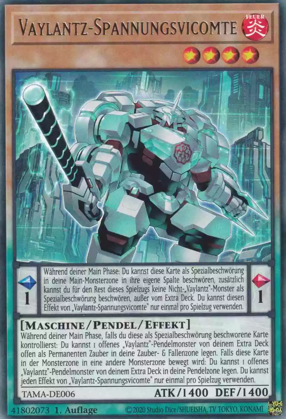 Vaylantz-Spannungsvicomte TAMA-DE006 ist in Rare Yu-Gi-Oh Karte aus Tactical Masters 1.Auflage