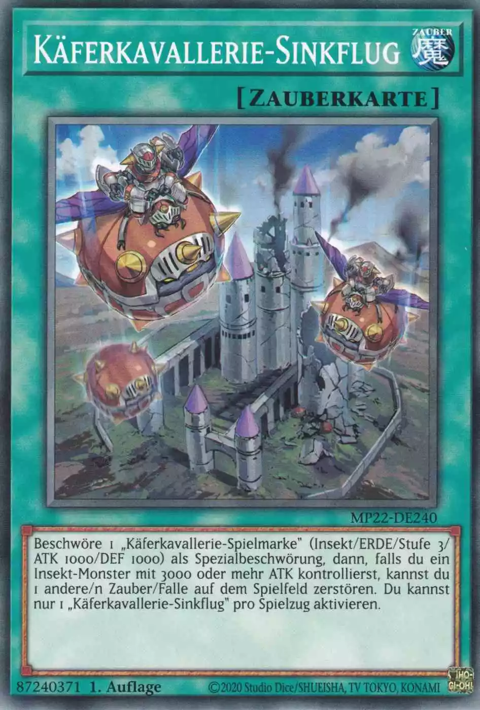 Käferkavallerie-Sinkflug MP22-DE240 ist in Common Yu-Gi-Oh Karte aus Tin of the Pharaoh’s Gods 1.Auflage