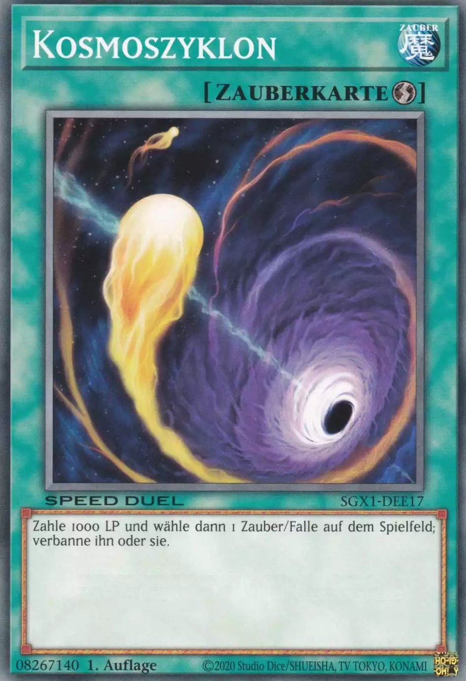 Kosmoszyklon SGX1-DEE17 ist in Common Yu-Gi-Oh Karte aus Speed Duel GX Duel Academy Box 1.Auflage