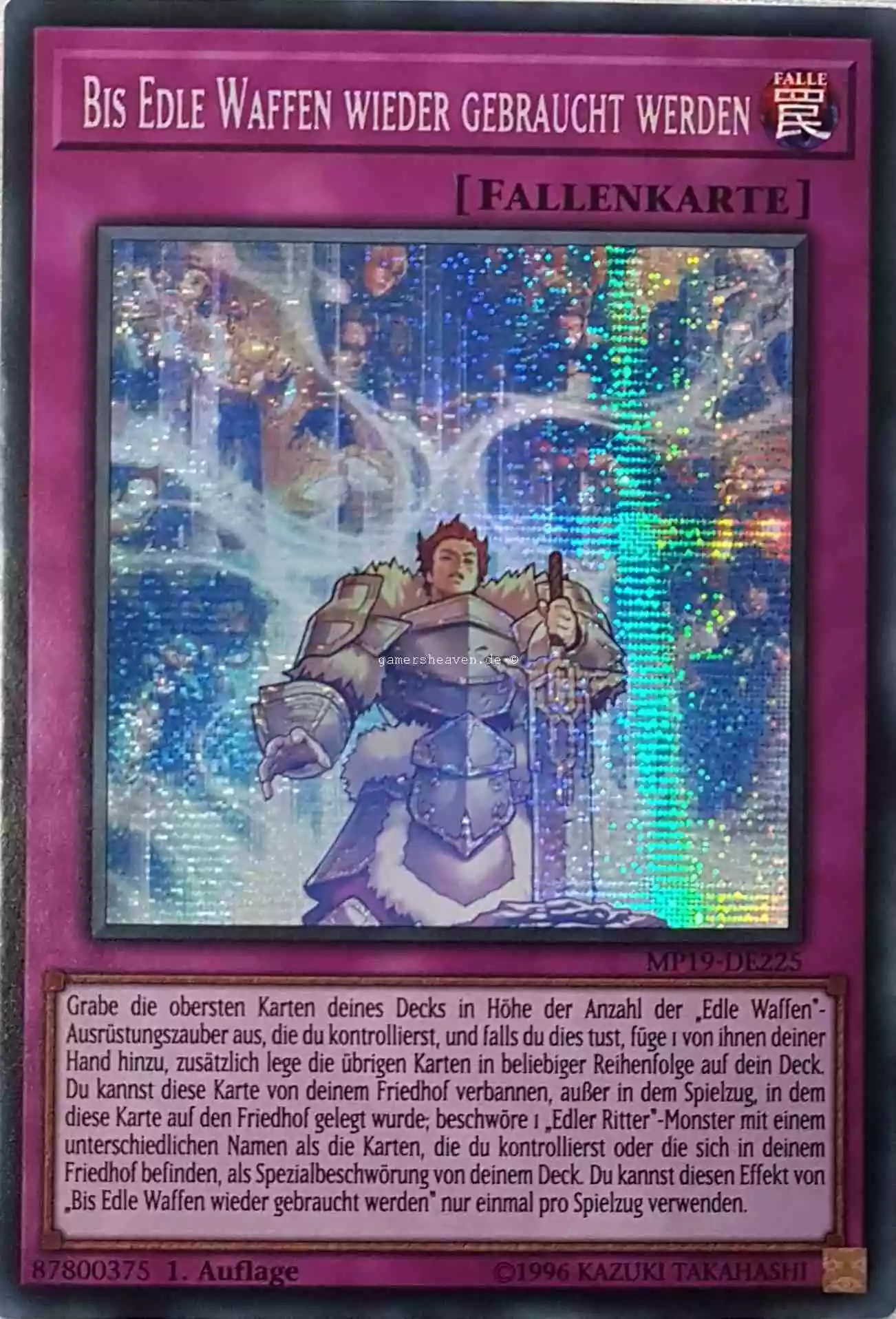 Bis Edle Waffen wieder gebraucht werden MP19-DE225 ist in Prismatic Secret Rare aus Gold Sarcophagus Tin 2019 1.Auflage