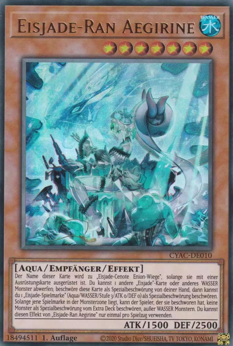 cyac-de010-eisjade-ran-aegirine-ultra-rare-cyberstorm-access Eisjade-Ran Aegirine CYAC-DE010 ist in Ultra Rare Yu-Gi-Oh Karte aus Cyberstorm Access 1.Auflage