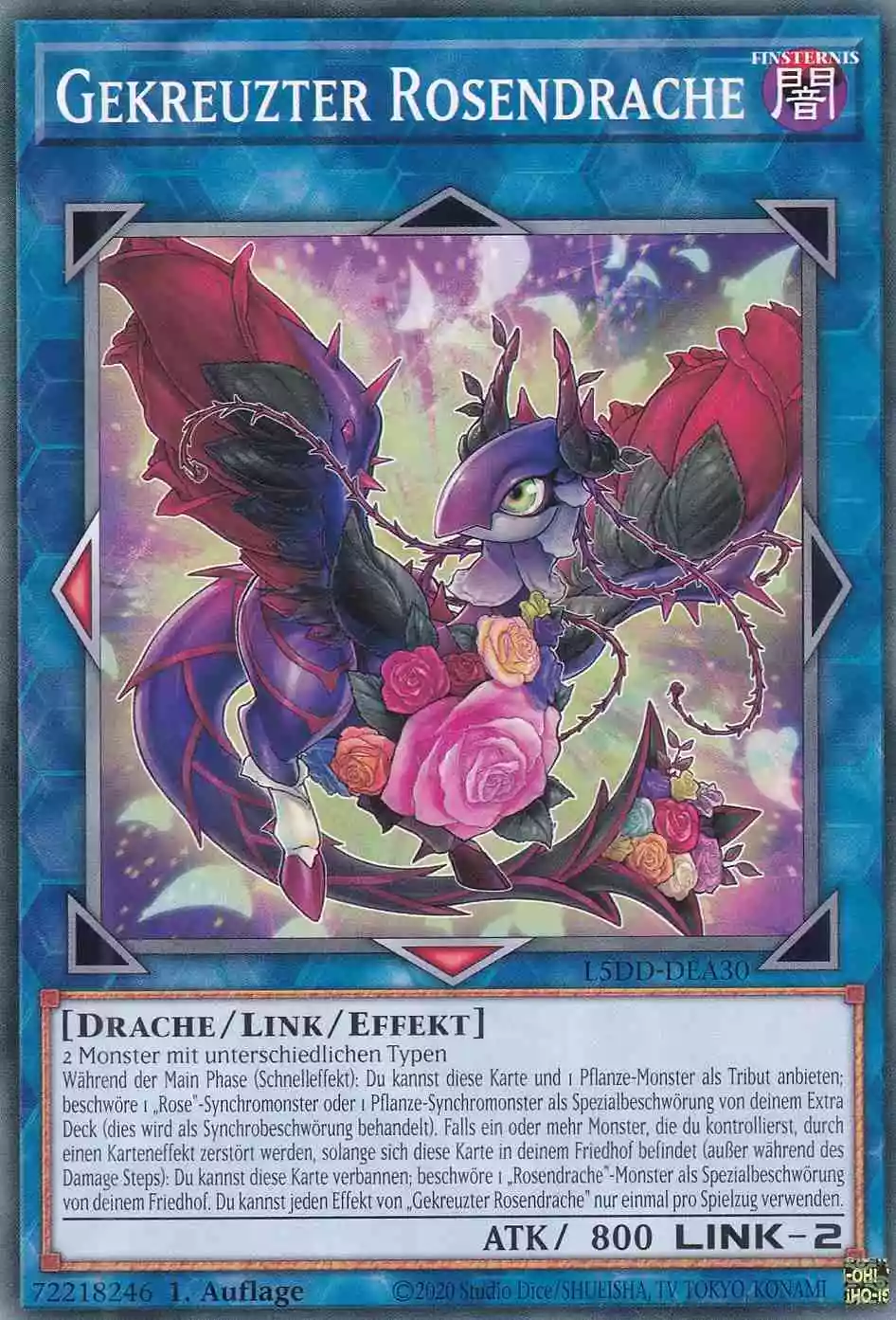 Gekreuzter Rosendrache L5DD-DEA30 ist in Common Yu-Gi-Oh Karte aus Legendary 5D’s Decks 1.Auflage