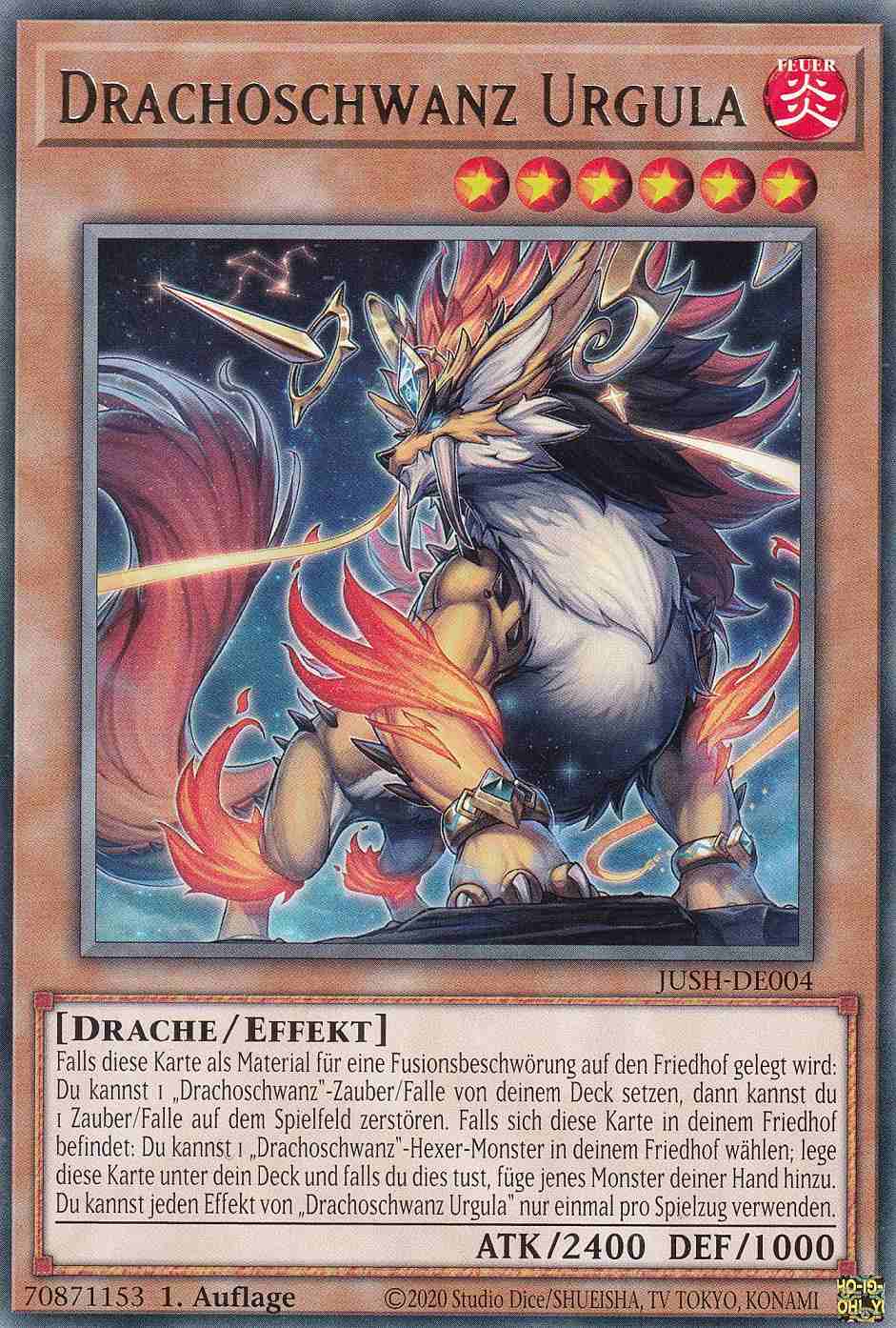 Drachoschwanz Urgula JUSH-DE004 ist in Rare Yu-Gi-Oh Karte aus Justice Hunters 1.Auflage