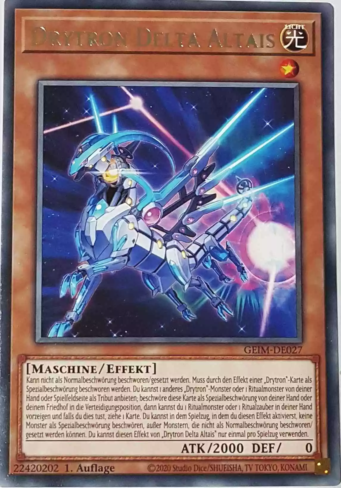 Drytron Delta Altais GEIM-DE027 ist in Rare Yu-Gi-Oh Karte aus Genesis Impact 1. Auflage