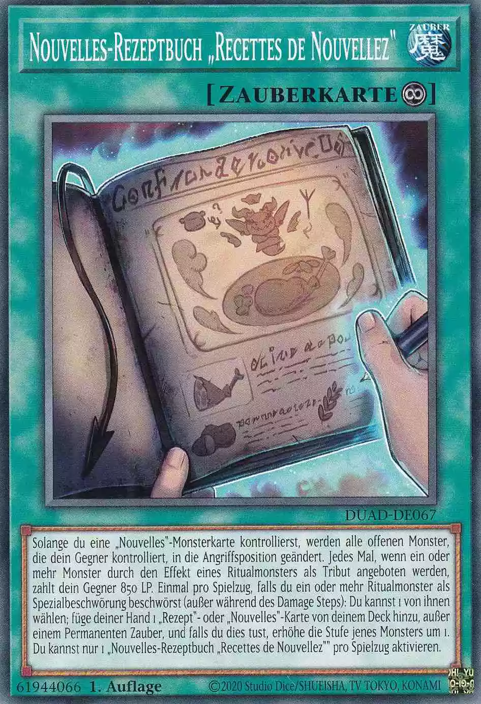 Nouvelles-Rezeptbuch „Recettes de Nouvellez“ DUAD-DE067 ist in Common Yu-Gi-Oh Karte aus Duelist’s Advance 1.Auflage