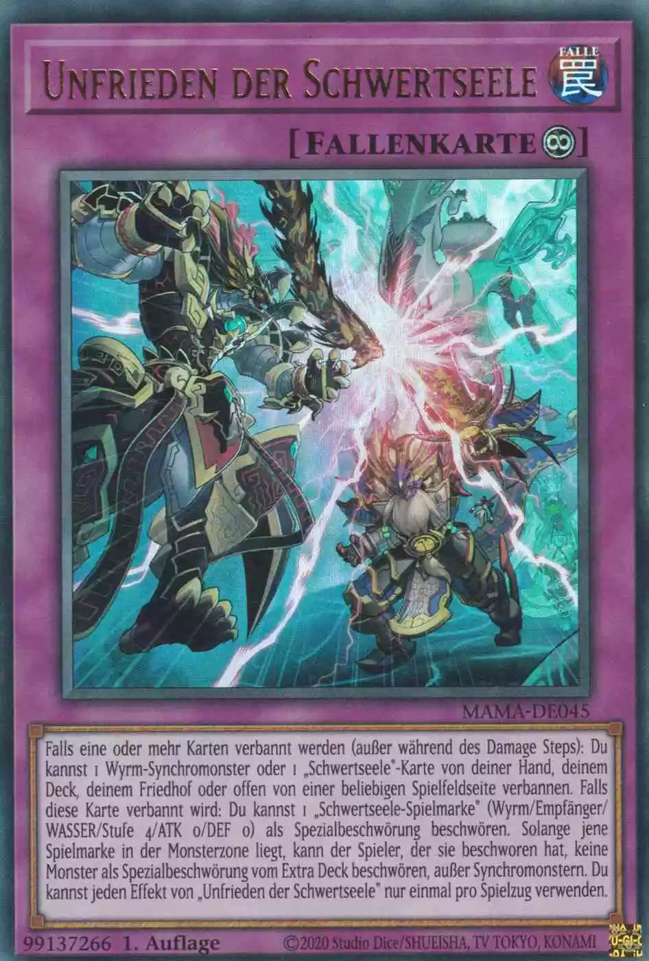 Unfrieden der Schwertseele MAMA-DE045 ist in Ultra Rare Yu-Gi-Oh Karte aus Magnificent Mavens 1.Auflage