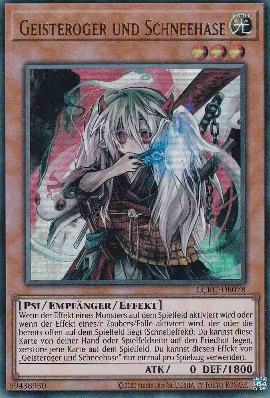 Geisteroger und Schneehase Ultra Rare LCKC-DE078 Yugioh Karte Geisteroger und Schneehase LCKC-DE078 ist in Ultra Rare Yu-Gi-Oh Karte aus Legendary Collection Kaiba unlimitiert