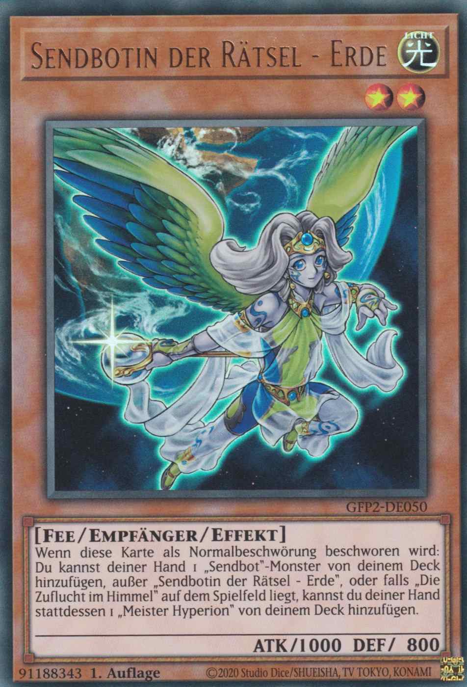 Sendbotin der Rätsel - Erde GFP2-DE050 ist in Ultra Rare Yu-Gi-Oh Karte aus Ghosts from the Past The 2nd Haunting 1.Auflage