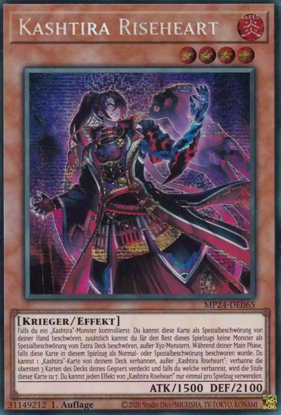 Kashtira Riseheart MP24-DE065 ist in Prismatic Secret Rare Yu-Gi-Oh Karte aus 25th Anniversary Tin Dueling Mirrors 1.Auflage