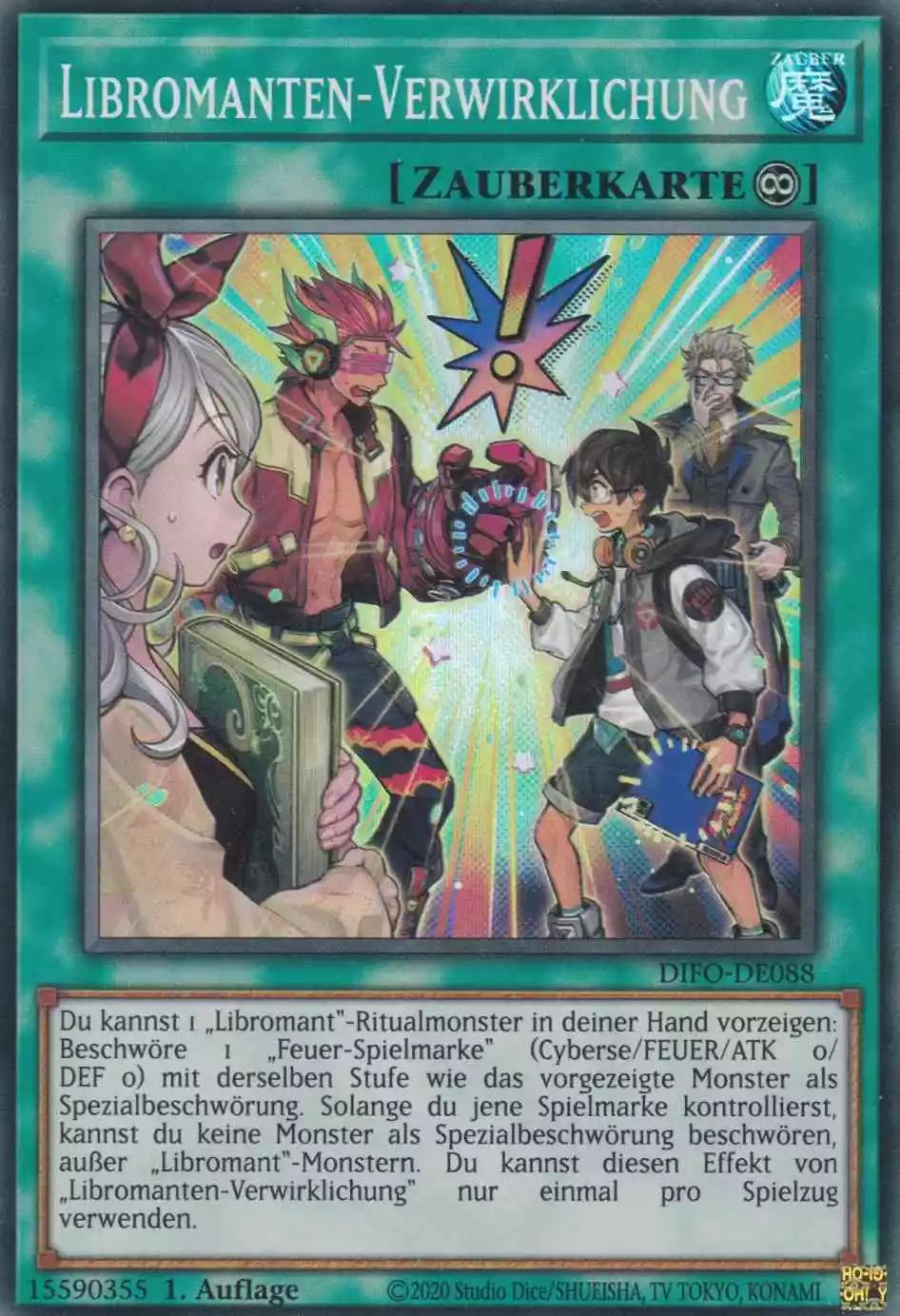 Libromanten-Verwirklichung DIFO-DE088 ist in Super Rare Yu-Gi-Oh Karte aus Dimension Force 1.Auflage