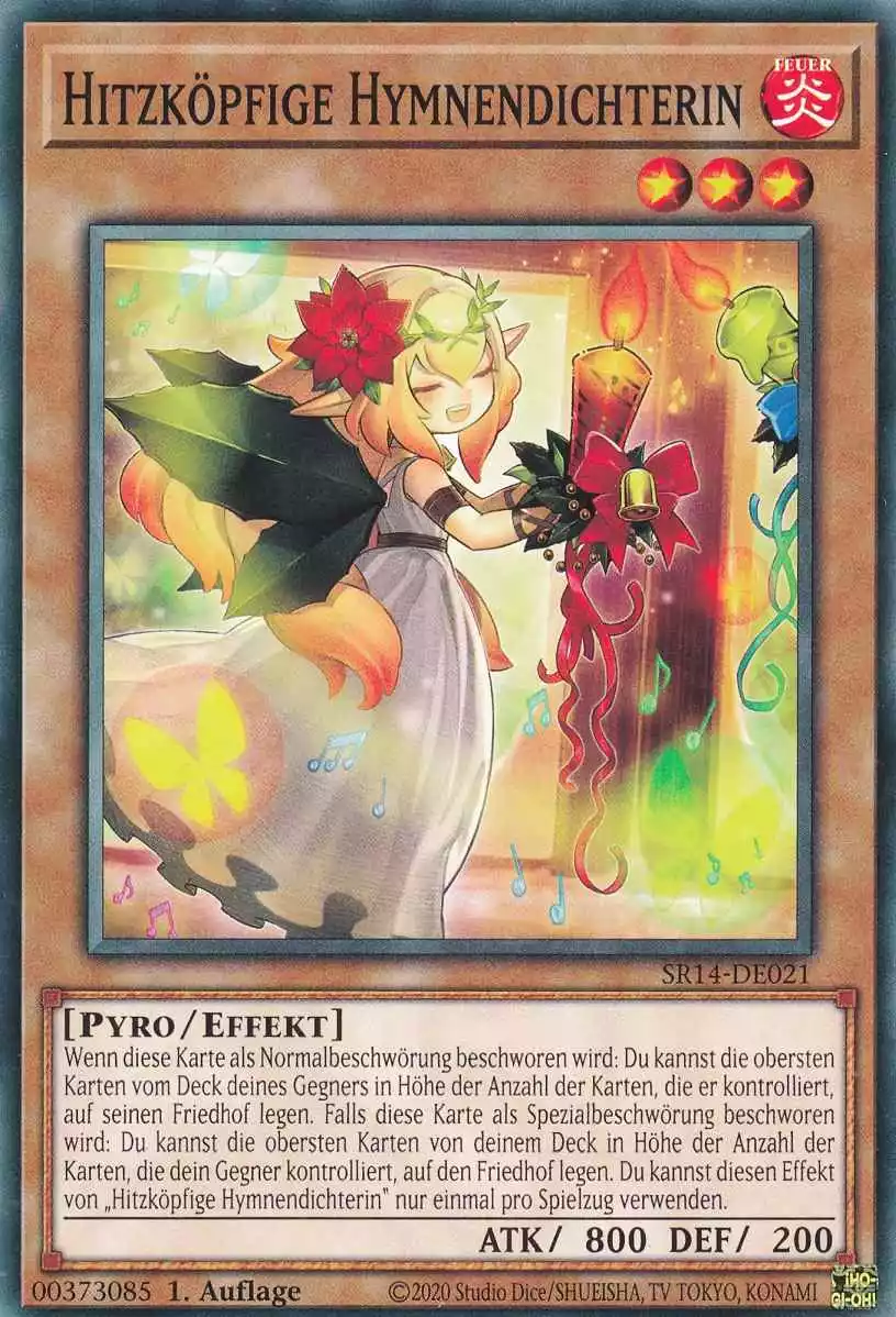 Hitzköpfige Hymnendichterin SR14-DE021 ist in Common Yu-Gi-Oh Karte aus Fire Kings 1.Auflage