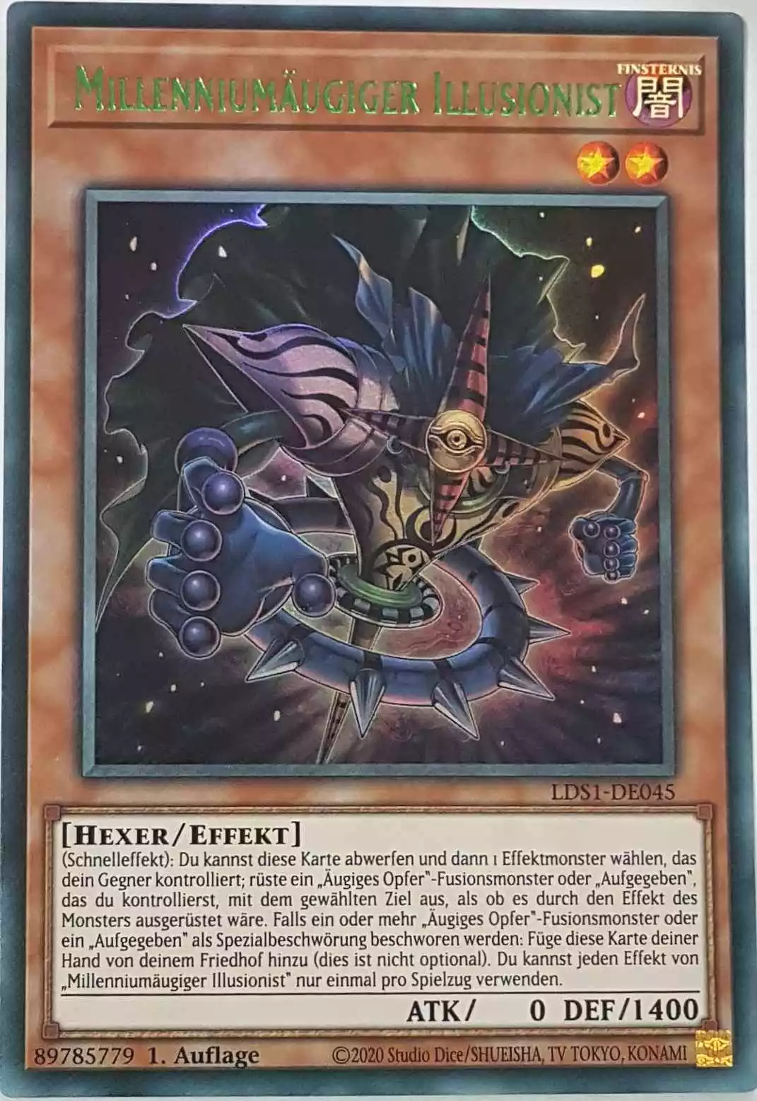 Millenniumäugiger Illusionist (grün) LDS1-DE045 ist in Colorful Ultra Rare Yu-Gi-Oh Karte aus Legendary Duelists: Season 1 1.Auflage