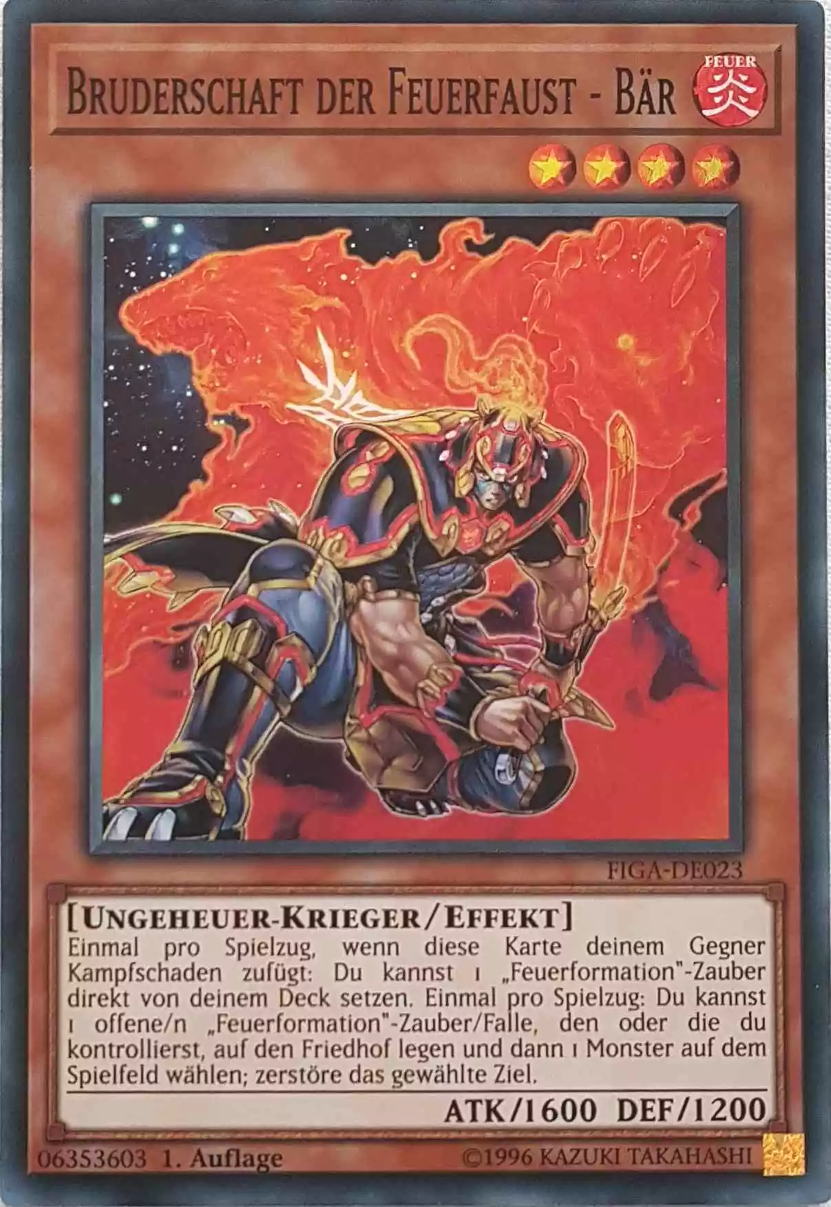 Bruderschaft der Feuerfaust - Bär FIGA-DE023 ist in Super Rare Yu-Gi-Oh Karte aus Fists of the Gadgets 1.Auflage