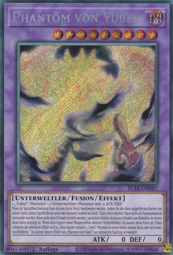 Phantom von Yubel BLTR-DE047 ist in Secret Rare Yu-Gi-Oh Karte aus Battles of Legend Terminal Revenge 1.Auflage