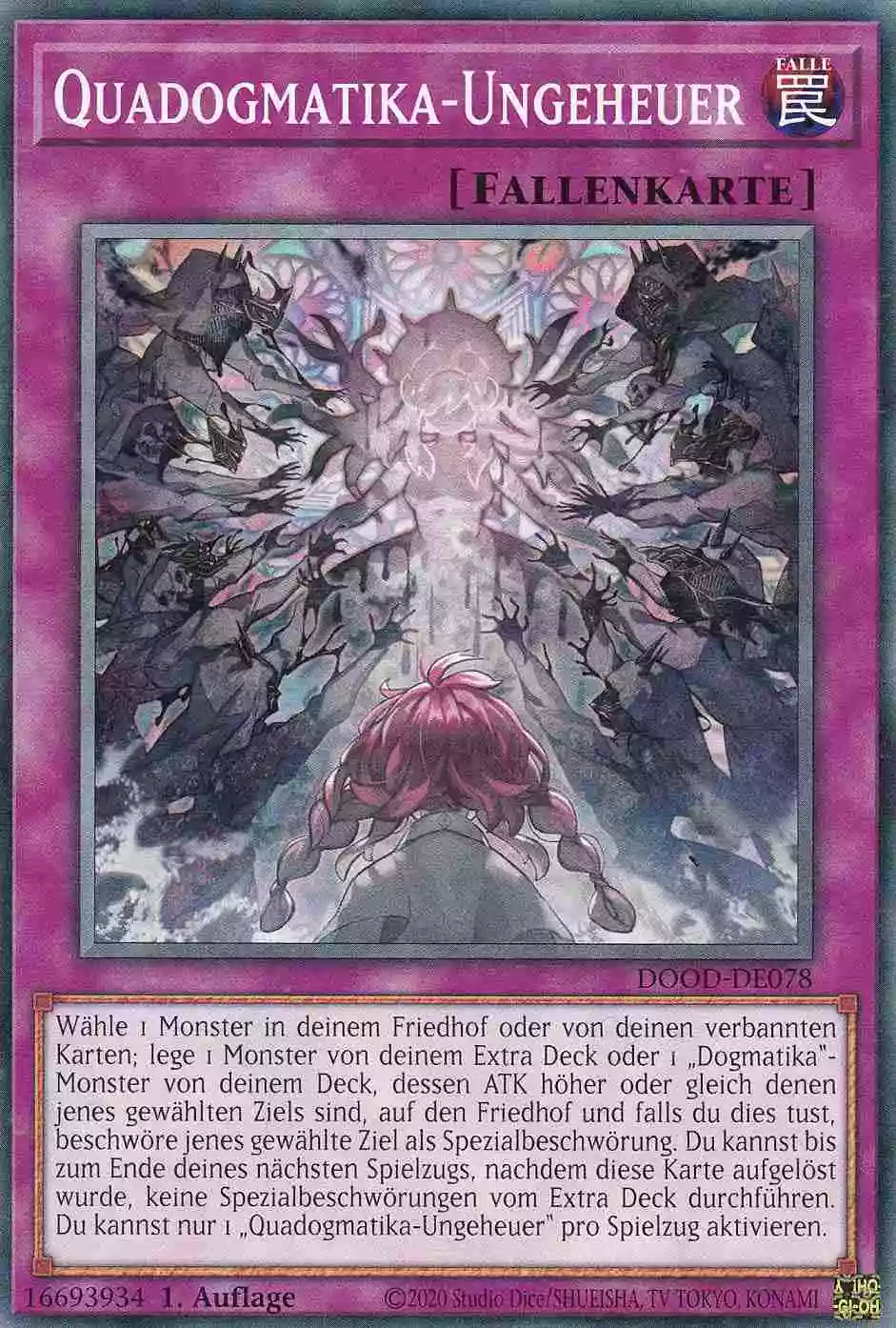Quadogmatika-Ungeheuer DOOD-DE078 ist in Common Yu-Gi-Oh Karte aus Doom of Dimensions 1.Auflage