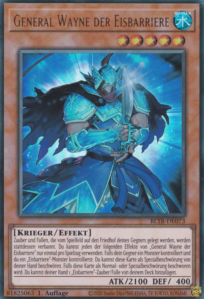 General Wayne der Eisbarriere BLTR-DE073 ist in Ultra Rare Yu-Gi-Oh Karte aus Battles of Legend Terminal Revenge 1.Auflage